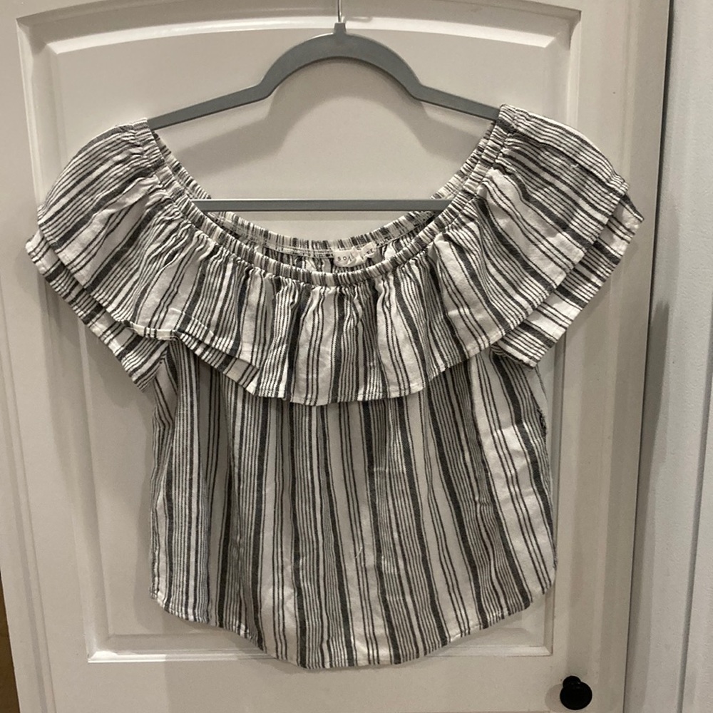 TILLY’S OFF THE SHOULDER TOP Socialite small striped black/gray